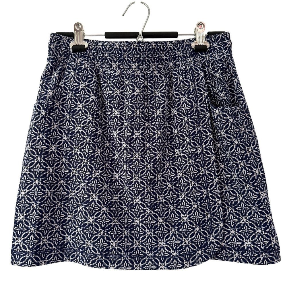 T by Talbots SMALL Faux Wrap Skort Blue White Medallion Print Pockets Coastal